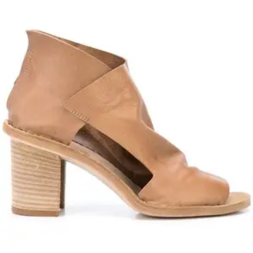 OFFICINE CREATIVE Sidoine 006 EU39.5 US9 tan Leather Peep Toe Ankle Boots/#A/